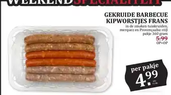 MCD Supermarkt GEKRUIDE BARBECUE KIPWORSTJES FRANS aanbieding