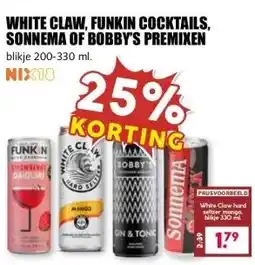 MCD Supermarkt WHITE CLAW, FUNKIN COCKTAILS, SONNEMA OF BOBBY'S PREMIXEN aanbieding