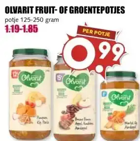 MCD Supermarkt OLVARIT FRUIT-OF GROENTEPOTJES aanbieding