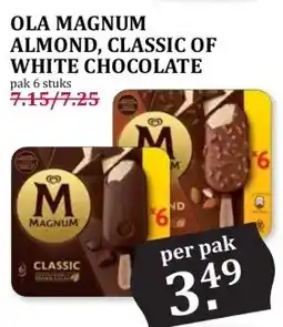 MCD Supermarkt OLA MAGNUM ALMOND, CLASSIC OF WHITE CHOCOLATE aanbieding