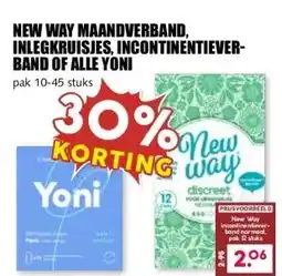 MCD Supermarkt NEW WAY MAANDVERBAND, INLEGKRUISJES, INCONTINENTIEVER- BAND OF ALLE YONI aanbieding