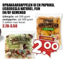 MCD Supermarkt OPBAKAARDAPPELEN UI EN PAPRIKA, IJSBERGSLA NATUREL, FIJN EN/OF GEMENGD aanbieding