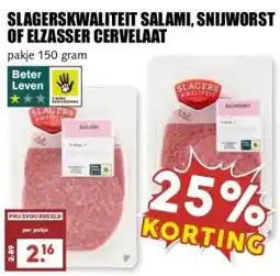 MCD Supermarkt SLAGERSKWALITEIT SALAMI, SNIJWORST OF ELZASSER CERVELAAT aanbieding