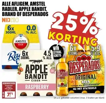 MCD Supermarkt ALLE AFLIGEM, AMSTEL RADLER, APPLE BANDIT, BRAND OF DESPERADOS aanbieding