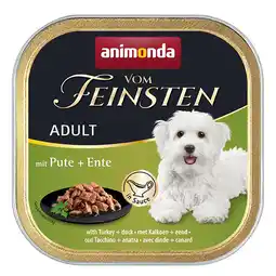 Zooplus voordeelverpakking 44x150g met kalkoen & eend in saus animonda vom Feinsten Adult nat hondenvoer aanbieding