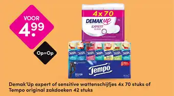 DA Demak'Up expert of sensitive wattenschijfjes of Tempo original zakdoeken aanbieding