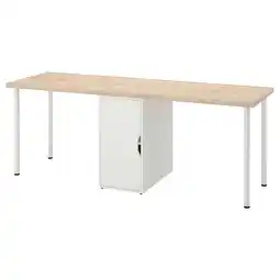 IKEA Lagkapten bureau: licht houten blad, witte poten & kast, eenvoudig ontwerp, praktische opslag aanbieding