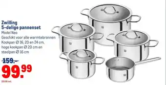 Makro Zwilling 5-delige pannenset aanbieding