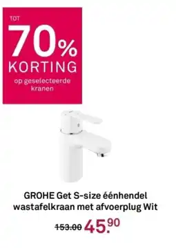 Karwei GROHE Get S-size éénhendel wastafelkraan met afvoerplug Wit aanbieding