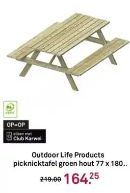 Karwei Outdoor Life Products picknicktafel groen hout aanbieding