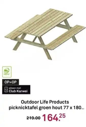 Karwei Outdoor Life Products picknicktafel groen hout aanbieding