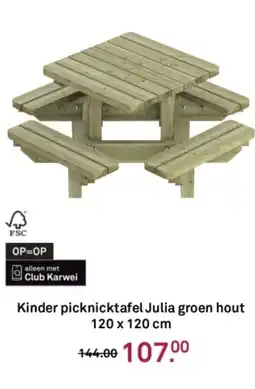 Karwei Kinder picknicktafel Julia groen hout aanbieding