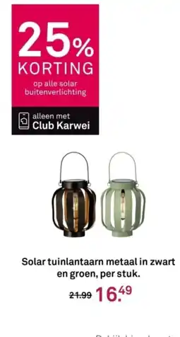 Karwei Solar tuinlantaarn metaal in zwart en groen aanbieding