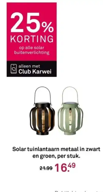 Karwei Solar tuinlantaarn metaal in zwart en groen aanbieding