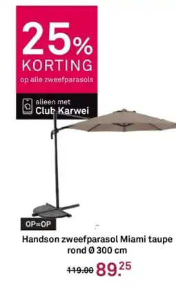 Karwei Handson zweefparasol Miami taupe rond aanbieding