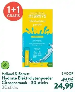 Holland & Barrett Hydrate Elektrolytenpoeder Citroensmaak - 30 sticks aanbieding