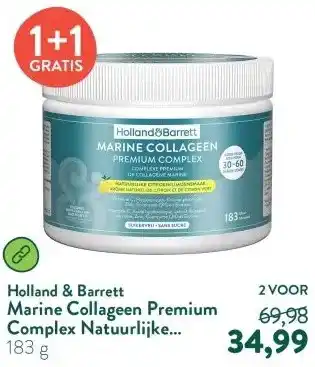 Holland & Barrett Marine Collageen Premium Complex Natuurlijke Citroen/Limoensmaak - 183g aanbieding