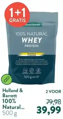 Holland & Barrett 100% Natural Whey Protein Banana aanbieding