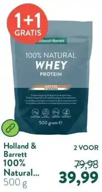 Holland & Barrett 100% Natural Whey Protein Coffee aanbieding