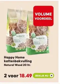 Pets Place Happy Home kattenbakvulling Natural Wood aanbieding