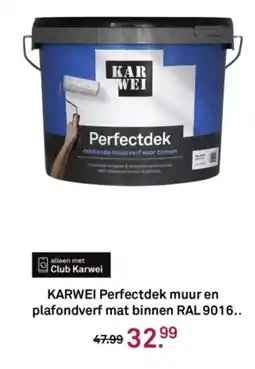 Karwei KARWEI Perfectdek muur en plafondverf mat binnen RAL 9016 aanbieding