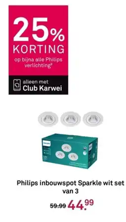 Karwei Philips inbouwspot Sparkle wit set van 3 aanbieding