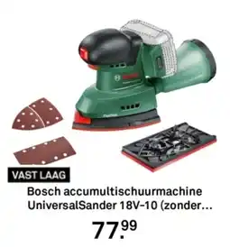 Karwei Bosch accumultischuurmachine UniversalSander 18V-10 aanbieding