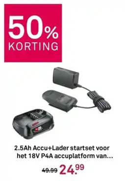 Karwei 2.5Ah Accu+Lader startset voor het 18V P4A accuplatform van aanbieding