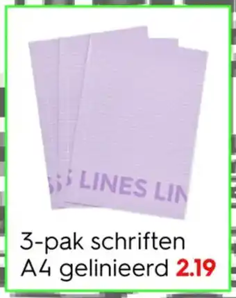 HEMA 3-pak schriften A4 gelinieerd aanbieding