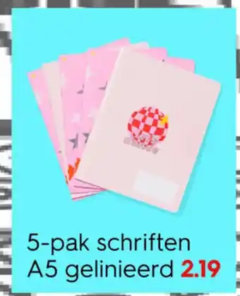 HEMA 5-pak schriften A5 gelinieerd aanbieding