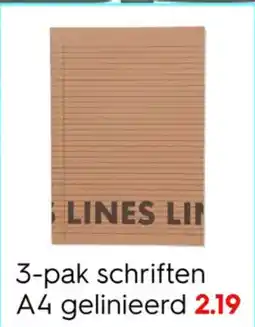 HEMA 3-pak schriften A4 gelinieerd aanbieding