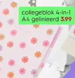 HEMA collegeblok 4 in 1 A4 gelinieerd aanbieding