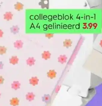 HEMA collegeblok 4 in 1 A4 gelinieerd aanbieding