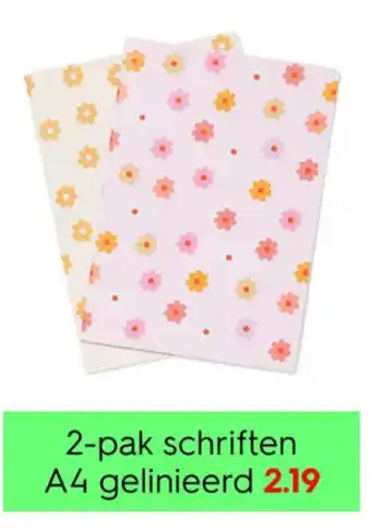 HEMA 2-pak schriften A4 gelinieerd aanbieding