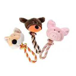 Van Cranenbroek Hondenspeelgoed plush hoofd+lus 30cm assorti aanbieding