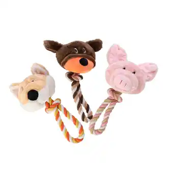 Van Cranenbroek Hondenspeelgoed plush hoofd+lus 30cm assorti aanbieding