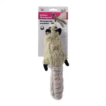 Van Cranenbroek Kattenspeeltje Flapso bewegende wasbeer grijs 36cm FP aanbieding