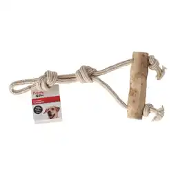 Van Cranenbroek Hondenspeelgoed Java hout stok + trektouw bruin FP aanbieding