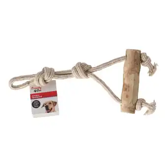 Van Cranenbroek Hondenspeelgoed Java hout stok + trektouw bruin FP aanbieding