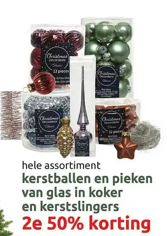 Deka Tuin Kerstballen En Pieken Van Glas In Koker En Kerstslinger 50% Korting aanbieding