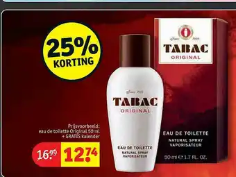 Kruidvat Tabac Eau De Toilette Original 50 Ml + Gratis Kalender 25% Korting aanbieding