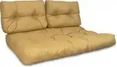 Bol.com PAZOON - Palletkussen met rugkussens - 3-delig - Geel - 120x80cm - Tuinkussen - Loungekussen aanbieding