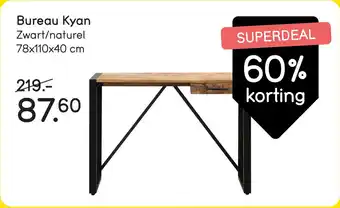 Leen Bakker Bureau Kyan Zwart/naturel aanbieding