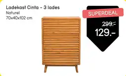 Leen Bakker Ladekast Cinta - 3 lades aanbieding
