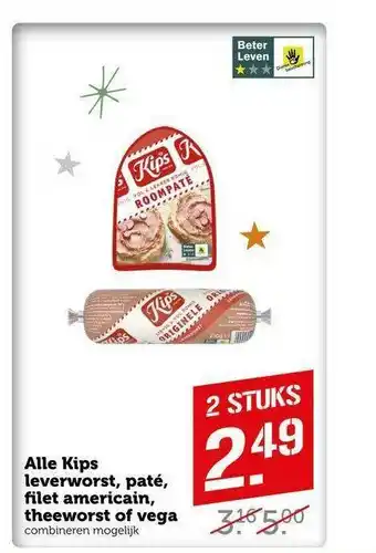 CoopCompact Alle Kips Leverworst, Paté, Filet Americain, Theeworst Of Vega aanbieding