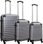 Bol.com Kofferset 3 delig met wielen en cijferslot - handbagage koffers - ABS - zilver aanbieding