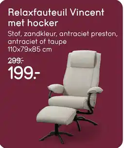 Leen Bakker Relaxfauteuil Vincent met hocker aanbieding