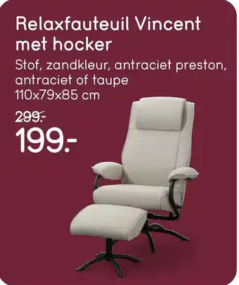 Leen Bakker Relaxfauteuil Vincent met hocker aanbieding