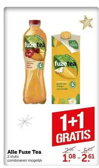 CoopCompact Alle Fuze Tea 1+1 Gratis aanbieding