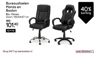 Leen Bakker Bureaustoelen Monza en Boston aanbieding